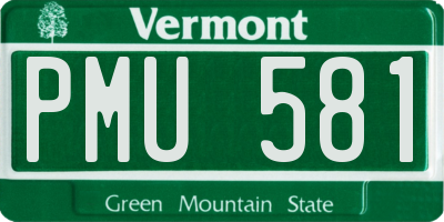 VT license plate PMU581