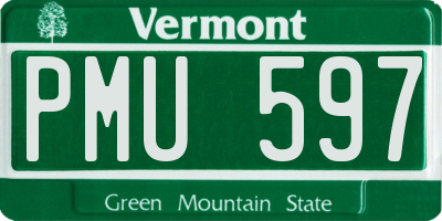VT license plate PMU597