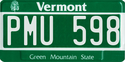 VT license plate PMU598