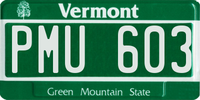 VT license plate PMU603