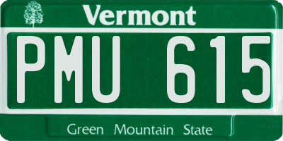 VT license plate PMU615