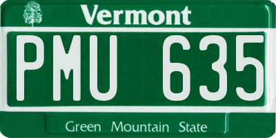 VT license plate PMU635