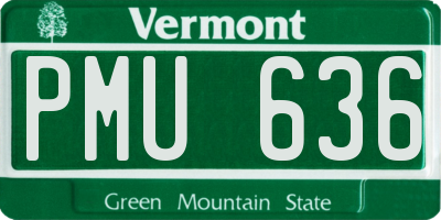 VT license plate PMU636