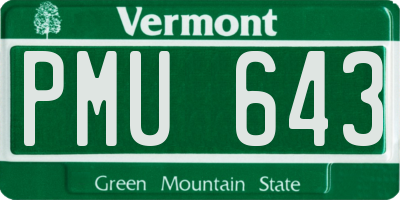 VT license plate PMU643