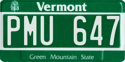 VT license plate PMU647
