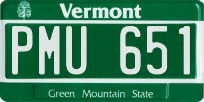 VT license plate PMU651
