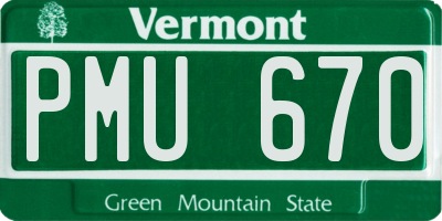 VT license plate PMU670