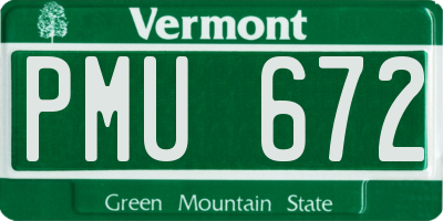 VT license plate PMU672