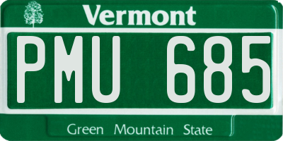 VT license plate PMU685