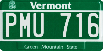 VT license plate PMU716
