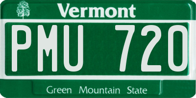 VT license plate PMU720