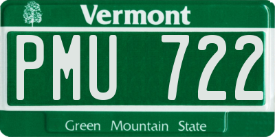 VT license plate PMU722