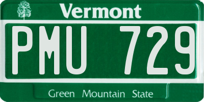 VT license plate PMU729