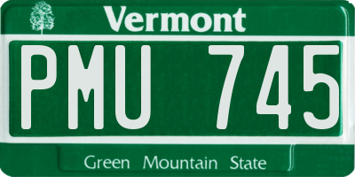 VT license plate PMU745