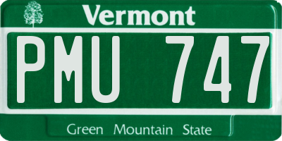 VT license plate PMU747