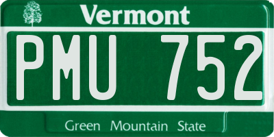 VT license plate PMU752