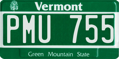 VT license plate PMU755