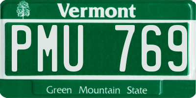VT license plate PMU769