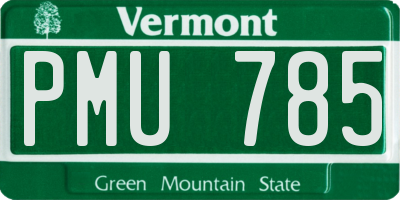 VT license plate PMU785