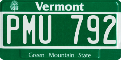 VT license plate PMU792