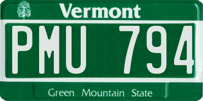 VT license plate PMU794