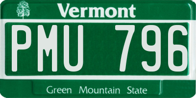 VT license plate PMU796
