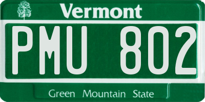 VT license plate PMU802