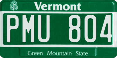 VT license plate PMU804