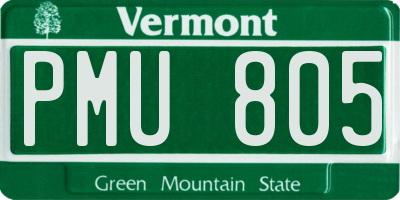 VT license plate PMU805