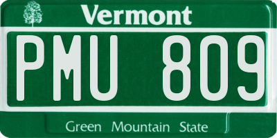 VT license plate PMU809