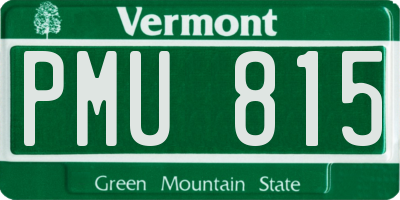 VT license plate PMU815