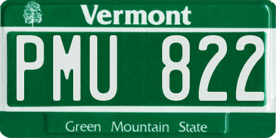 VT license plate PMU822
