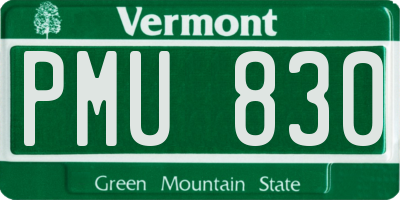 VT license plate PMU830