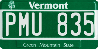 VT license plate PMU835