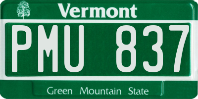 VT license plate PMU837