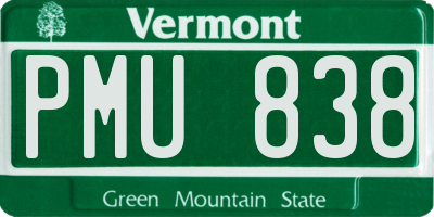 VT license plate PMU838