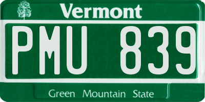 VT license plate PMU839