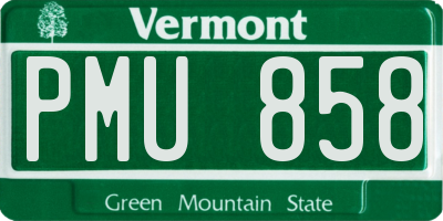 VT license plate PMU858