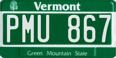 VT license plate PMU867