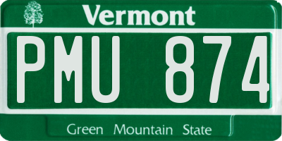 VT license plate PMU874