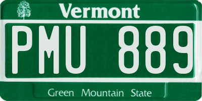 VT license plate PMU889