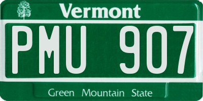 VT license plate PMU907