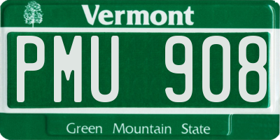 VT license plate PMU908