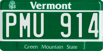 VT license plate PMU914