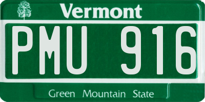 VT license plate PMU916