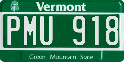 VT license plate PMU918