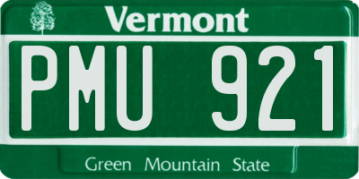 VT license plate PMU921
