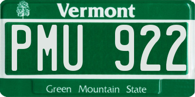 VT license plate PMU922