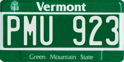VT license plate PMU923