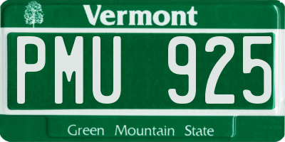 VT license plate PMU925